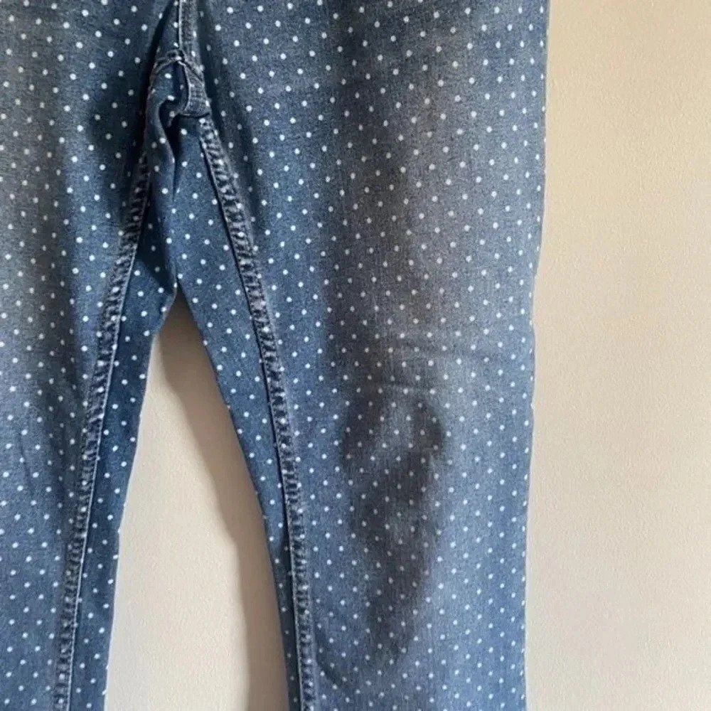 Max Jeans Mid Rise Crop White Polka Dots - Picture 3 of 9